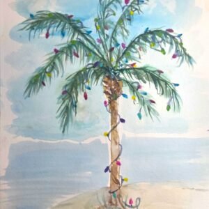 xmas palm tree watercolor