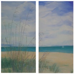 Diptych of beach scene