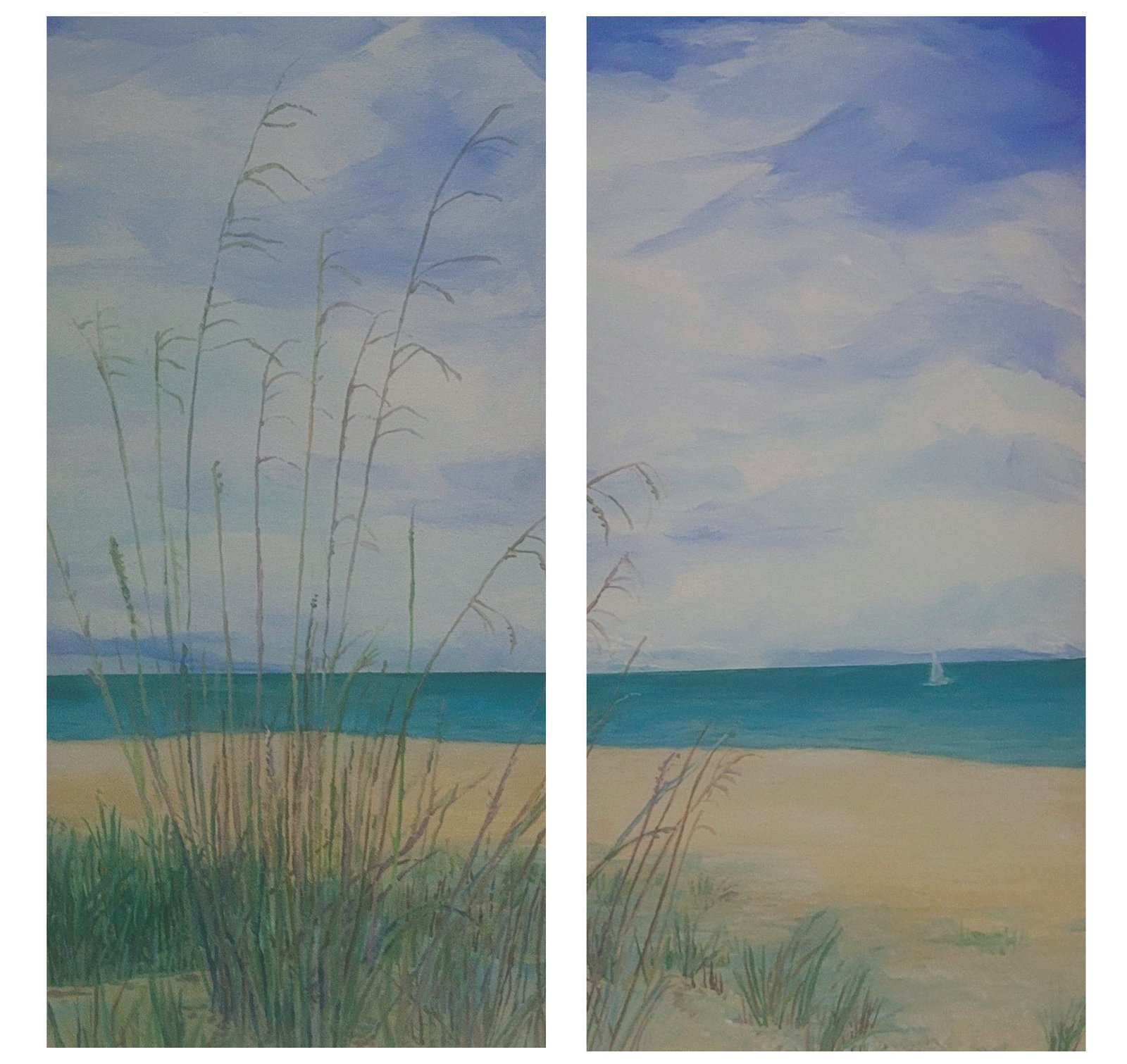 Diptych of beach scene