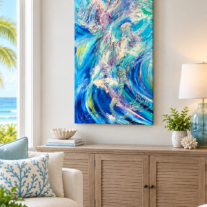"Sea Sisters", Acrylic and Texture Medium on Canvas, 24x48"