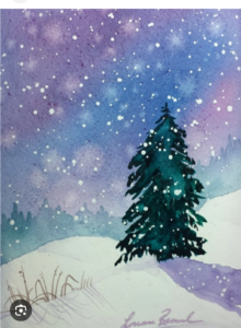 tree snow watercolor